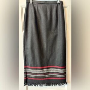 Requirements Fringe Blanket MIDI Skirt  Size 10 Vtg wool blend